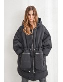 Geaca oversize calduroasa cu gluga, neagra 1537 - Magazin online - Boutique